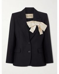Valentino Garavani - Bow-Embellished Wool And Silk-Blend Crepe Blazer - Lyst