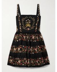 Agua Bendita - Lima Minikleid Aus Baumwolle Mit Blumenprint Und Teilungsnähten - Lyst