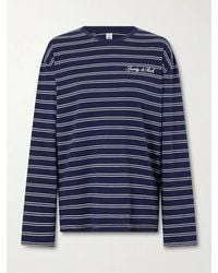 Sporty & Rich - Logo-Embroidered Striped Cotton-Jersey Long-Sleeve Top - Lyst