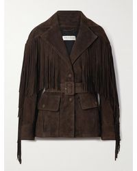 Nour Hammour - Veste En Daim À Franges Et À Ceinture Cassidy - Lyst