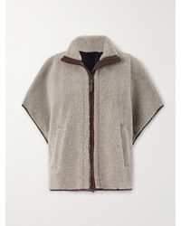 Brunello Cucinelli - Bead-Embellished Leather-Trimmed Shearling Vest - Lyst
