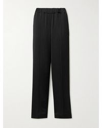 Another Tomorrow - Pleated Satin Straight-Leg Track Pants - Lyst