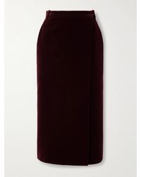 Saint Laurent - Cotton-Velvet Midi Skirt - Lyst