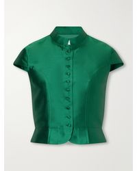 D'Estree - Amoako Peplum Paneled Taffeta Blouse - Lyst