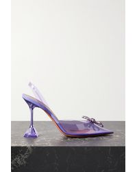 AMINA MUADDI Rosie Crystal-embellished Bow-detailed Pvc Slingback Pumps - Purple