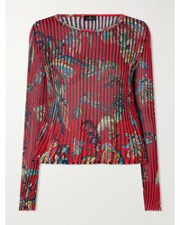 Etro - Floral-Print Open-Knit Ribbed Blouse - Lyst