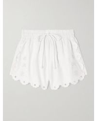 FARM Rio - Flowers Richelieu Scalloped Broderie Anglaise Linen Shorts - Lyst