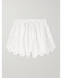 FARM Rio - Flowers Richelieu Scalloped Broderie Anglaise Linen Shorts - Lyst