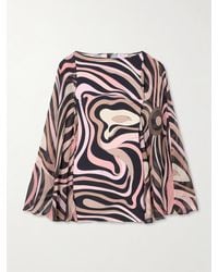Emilio Pucci - Cape-Effect Printed Silk Crepe De Chine And Stretch-Jersey Mini Dress - Lyst