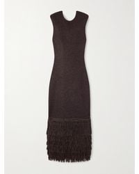 Aje. - Breeze Fringed Metallic Knitted Midi Dress - Lyst