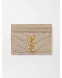 Saint Laurent - Monogramme Quilted Textured-Leather Cardholder - Lyst