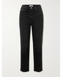 RE/DONE - 70S Stove Pipe Cropped Distressed High-Rise Straight-Leg Jeans - Lyst