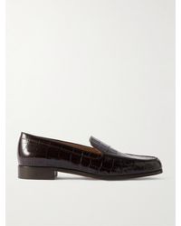 Emme Parsons - Danielle Glossed Croc-Effect Leather Loafers - Lyst