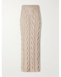 KHAITE - Ziva Cable-Knit Cashmere, Mohair And Silk-Blend Midi Skirt - Lyst