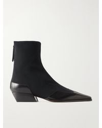 Emme Parsons - Western Minori Leather-Trimmed Stretch-Grosgrain Ankle Boots - Lyst