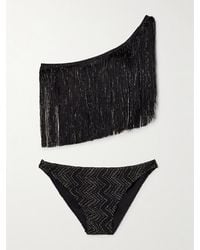 Missoni - Mare Bikini Aus Gestreiftem Metallic-Häkelstrick Mit Fransen - Lyst