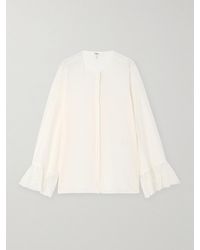 Chloé - Lace-Trimmed Silk Crepe De Chine Shirt - Lyst