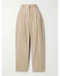 The Row - Lilas Pleated Cotton-Blend Twill Tapered Pants - Lyst