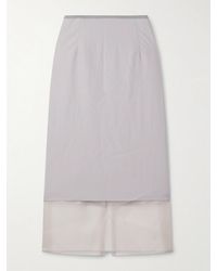 La Ligne - Cosette Organza-Trimmed Shell Midi Skirt - Lyst