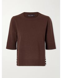 Oscar de la Renta - Button-Detailed Wool Sweater - Lyst
