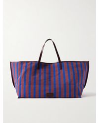 STAUD - Christos Große Tote Aus Gestreiftem Canvas Mit Lederbesätzen - Lyst