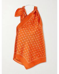 Christopher Esber - One-Shoulder Embellished Bandana-Print Silk Top - Lyst