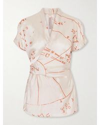 Rick Owens - Printed Satin-Twill Wrap Top - Lyst