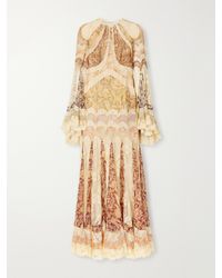 Zimmermann - Valiant Paneled Lace-Trimmed Chiffon Maxi Dress - Lyst