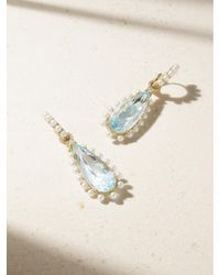 Irene Neuwirth - Gemmy Gem 18-Karat Diamond, Aquamarine And Pearl Earrings - Lyst
