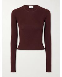 Saint Laurent - Ribbed Cashmere, Wool And Silk-Blend T-Shirt - Lyst