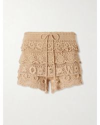 Loewe - Paula's Ibiza Ruffled Drawstring Cotton Crocheted-Knit Shorts - Lyst