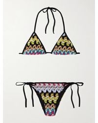 Missoni - Mare Metallic Striped Crochet-Knit Triangle Bikini - Lyst