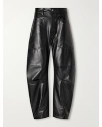 Nili Lotan - Shon Leather Barrel-Leg Pants - Lyst