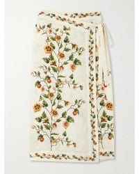 Agua Bendita - Luna Floral-Print Linen Midi Wrap Pareo - Lyst