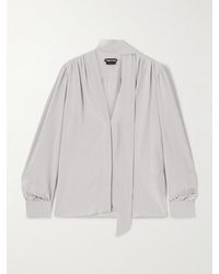Tom Ford - Tie-Neck Silk Crepe De Chine Blouse - Lyst