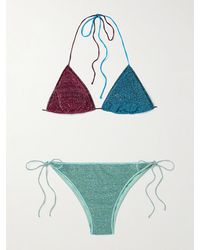 Oséree - Lumière Color-Block Lurex Halterneck Triangle Bikini - Lyst