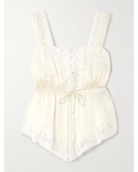 Chloé - Lace-Trimmed Silk-Charmeuse Top - Lyst