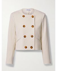 Veronica Beard - Winslow Double-Breasted Pinstriped Jacquard Jacket - Lyst