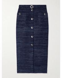 Violante Nessi - Corot Belted Silk-Tweed Midi Skirt - Lyst