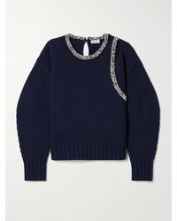 Jonathan Simkhai - Monroe Cutout Crystal-Embellished Wool-Blend Sweater - Lyst