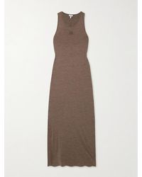 Loewe - Robe Longue En Jersey De Laine Mélangée À Torsade Et À Broderie Anagram - Lyst