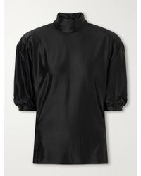 Rabanne - Stretch-Satin Turtleneck Blouse - Lyst