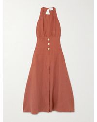 LeKasha - Jesmah Open-Back Embellished Linen Midi Dress - Lyst