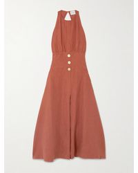 LeKasha - Jesmah Open-Back Embellished Linen Midi Dress - Lyst