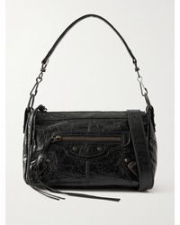Balenciaga - Le City Moto Mini Crinkled-Leather Shoulder Bag - Lyst