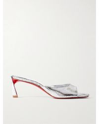 Christian Louboutin - Condora 55 Metallic Cracked-Leather Mules - Lyst