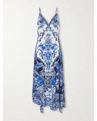 CAMILLA - Crystal-Embellished Printed Silk Midi Dress - Lyst