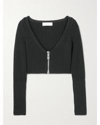Michael Kors - Cropped Ribbed Wool-Blend Cardigan - Lyst