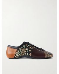 Dries Van Noten - Patchwork Floral Jacquard-Trimmed Leather Sneakers - Lyst