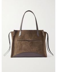 JW Anderson - Loafer Cabas Tasseled Leather-Trimmed Suede Shoulder Bag - Lyst
